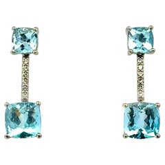 Ohrringe mit natürlichen Aquamarinen und Diamanten, 14-karätiges Gold, 5,81 TCW, zertifiziert
