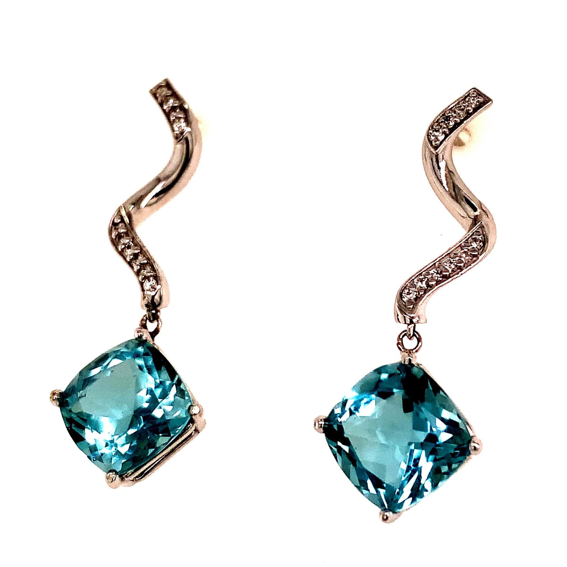 Natural Aquamarine Diamond Earrings 14k Gold 8.15 TCW Certified For Sale 6