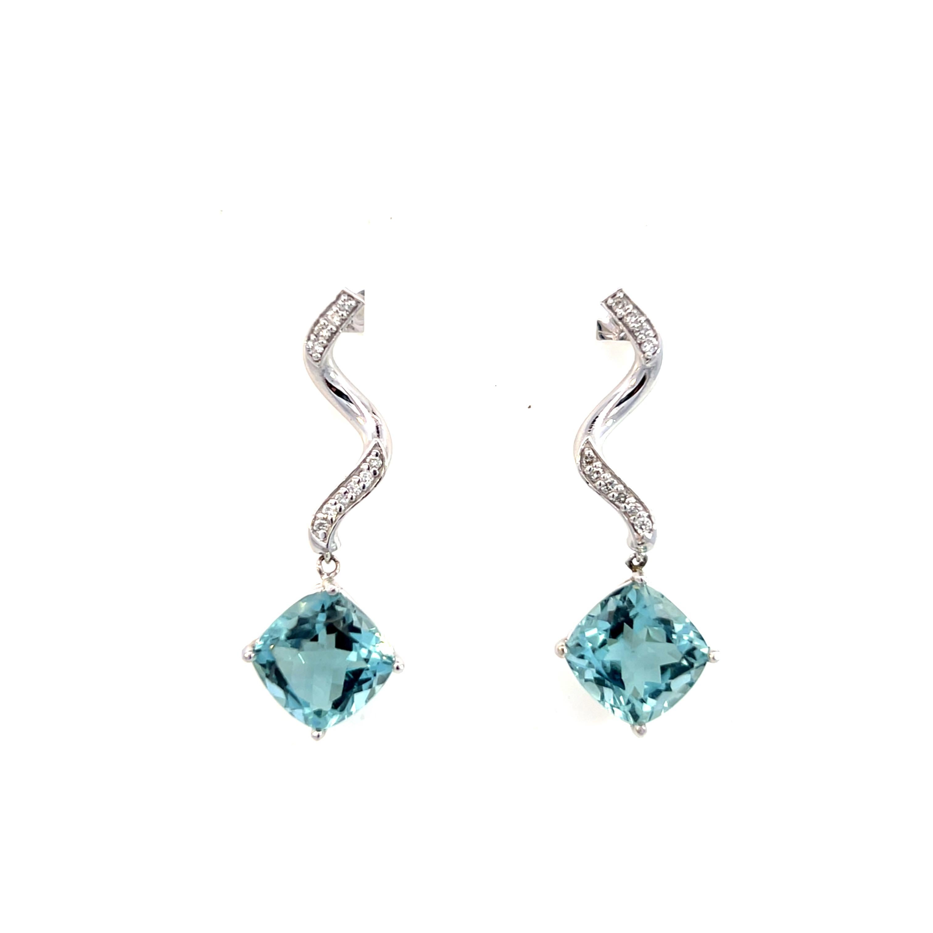 Pendientes Diamante Aguamarina Natural Oro 14k 8.15 TCW Certificado en venta 3