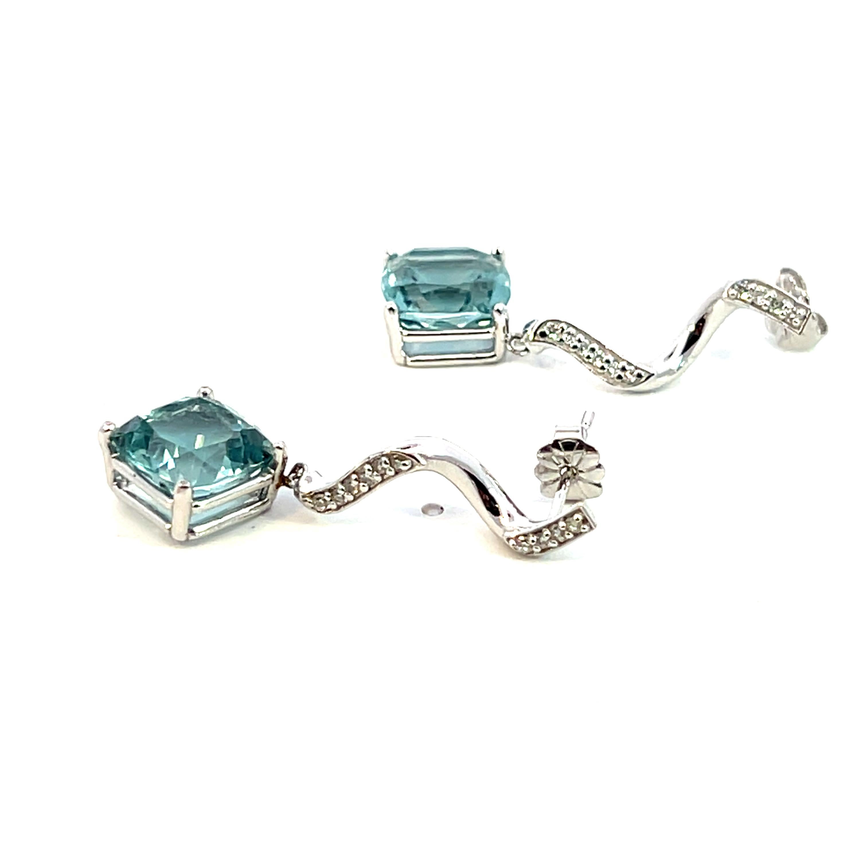 Pendientes Diamante Aguamarina Natural Oro 14k 8.15 TCW Certificado en venta 1