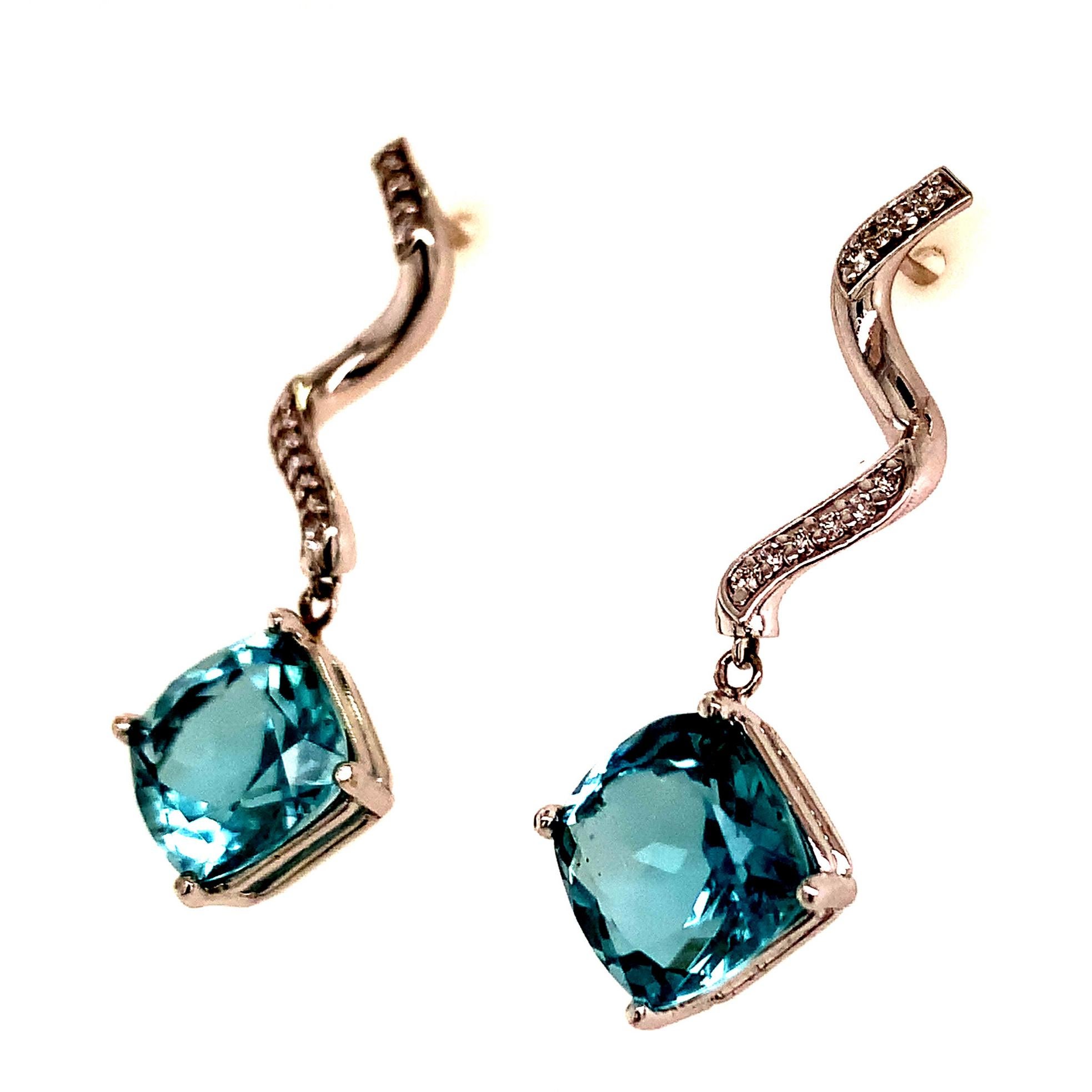Natural Aquamarine Diamond Earrings 14k Gold 8.15 TCW Certified In New Condition For Sale In Brooklyn, NY