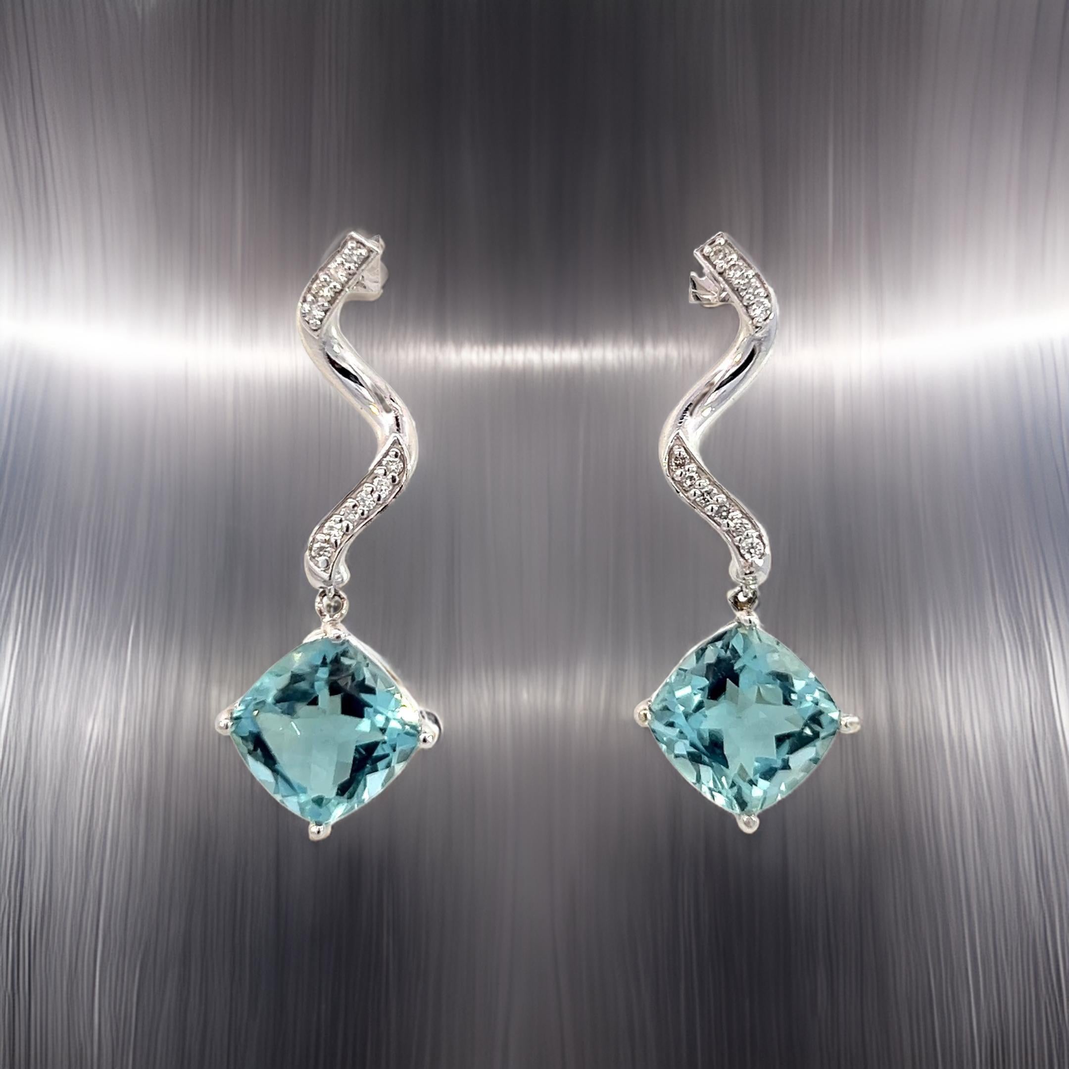 De las mujeres Pendientes Diamante Aguamarina Natural Oro 14k 8.15 TCW Certificado en venta