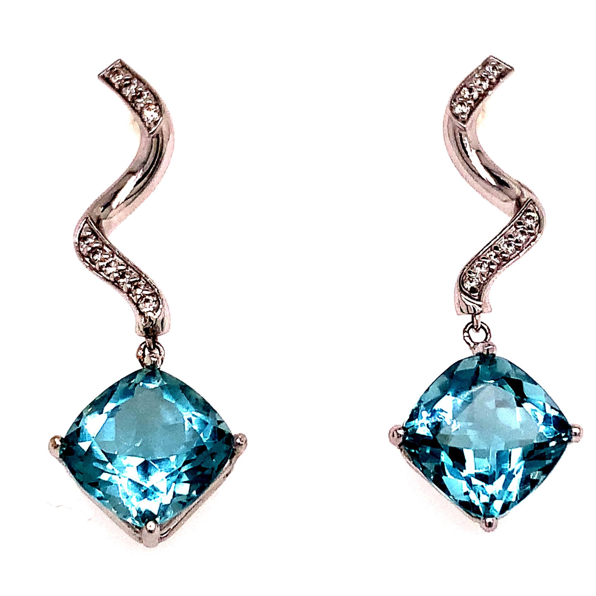 Natural Aquamarine Diamond Earrings 14k Gold 8.15 TCW Certified For Sale 1