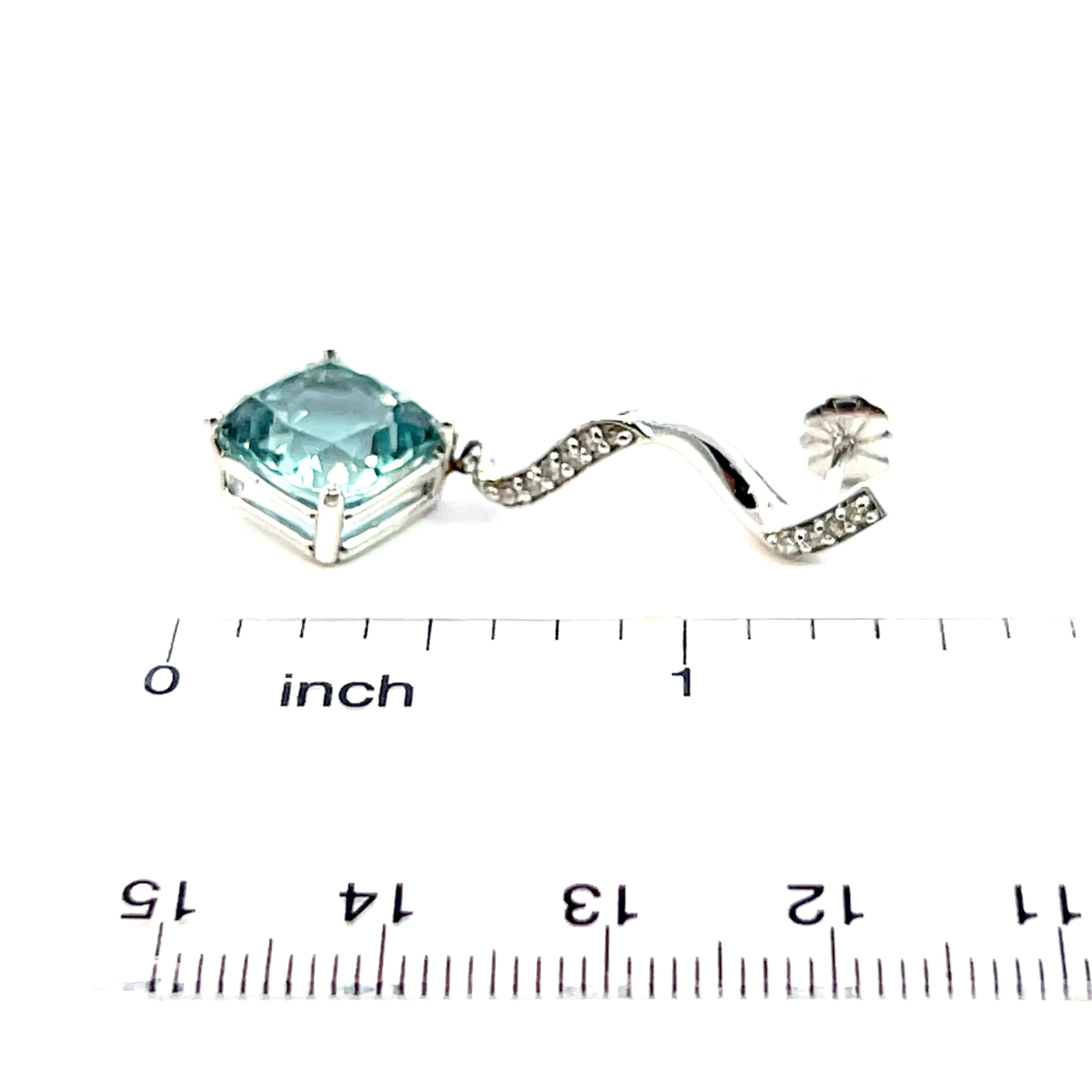 Pendientes Diamante Aguamarina Natural Oro 14k 8.15 TCW Certificado en venta 7