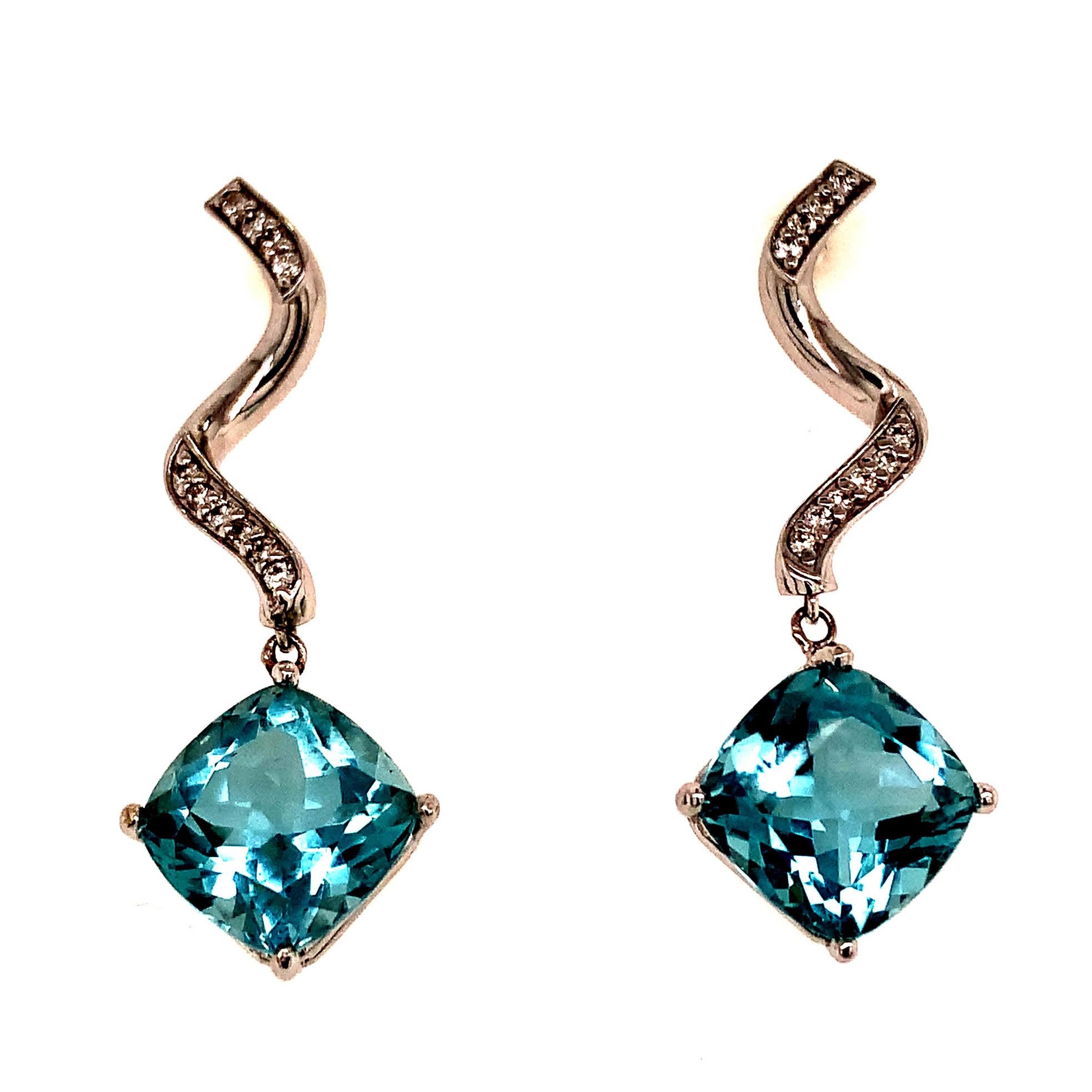 Natural Aquamarine Diamond Earrings 14k Gold 8.15 TCW Certified For Sale 5
