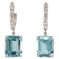 Natural Aquamarine Diamond Earrings 14k Gold 8.43 TCW Certified