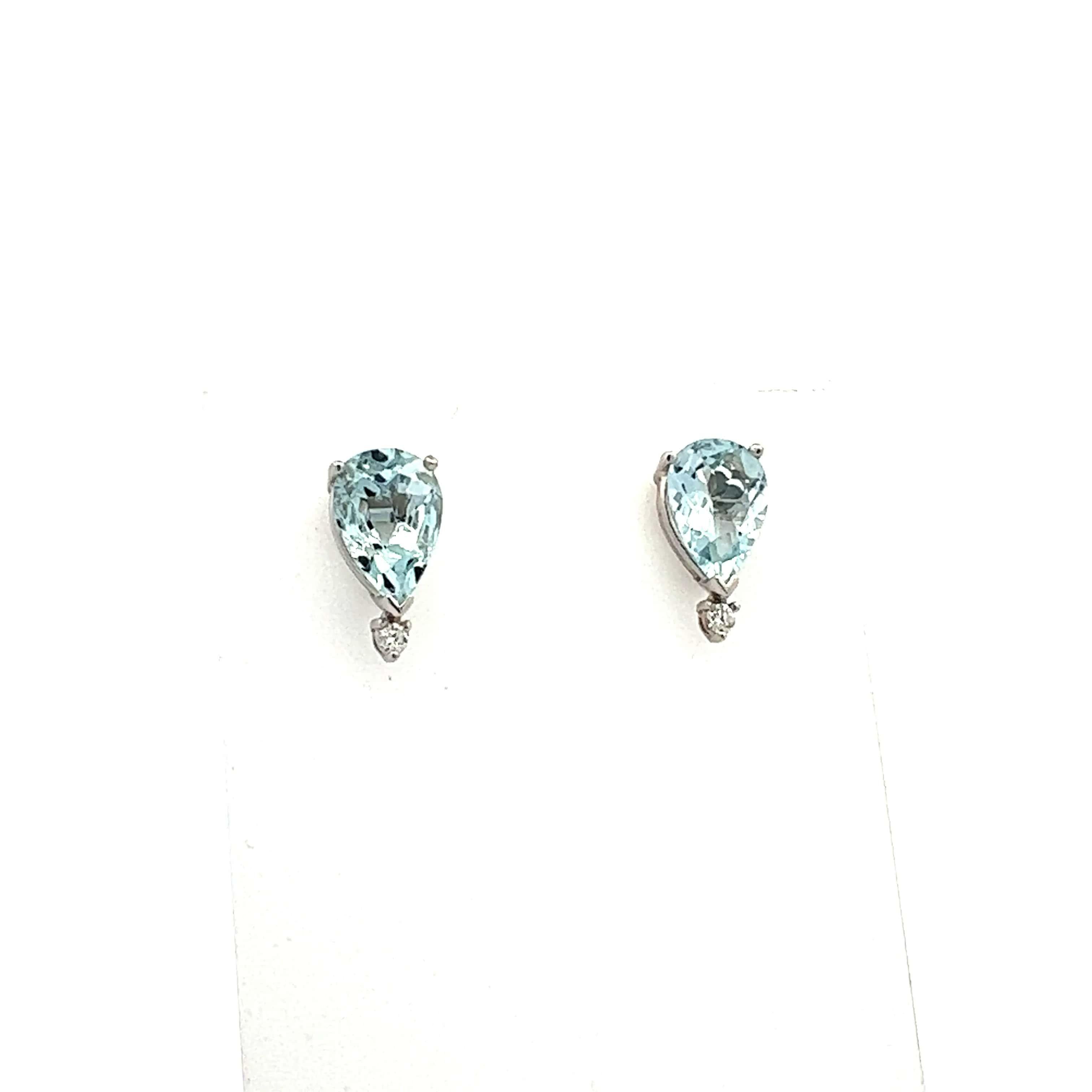 Natural Aquamarine Diamond Earrings 14k W Gold 3.35 TCW Certified  For Sale 1
