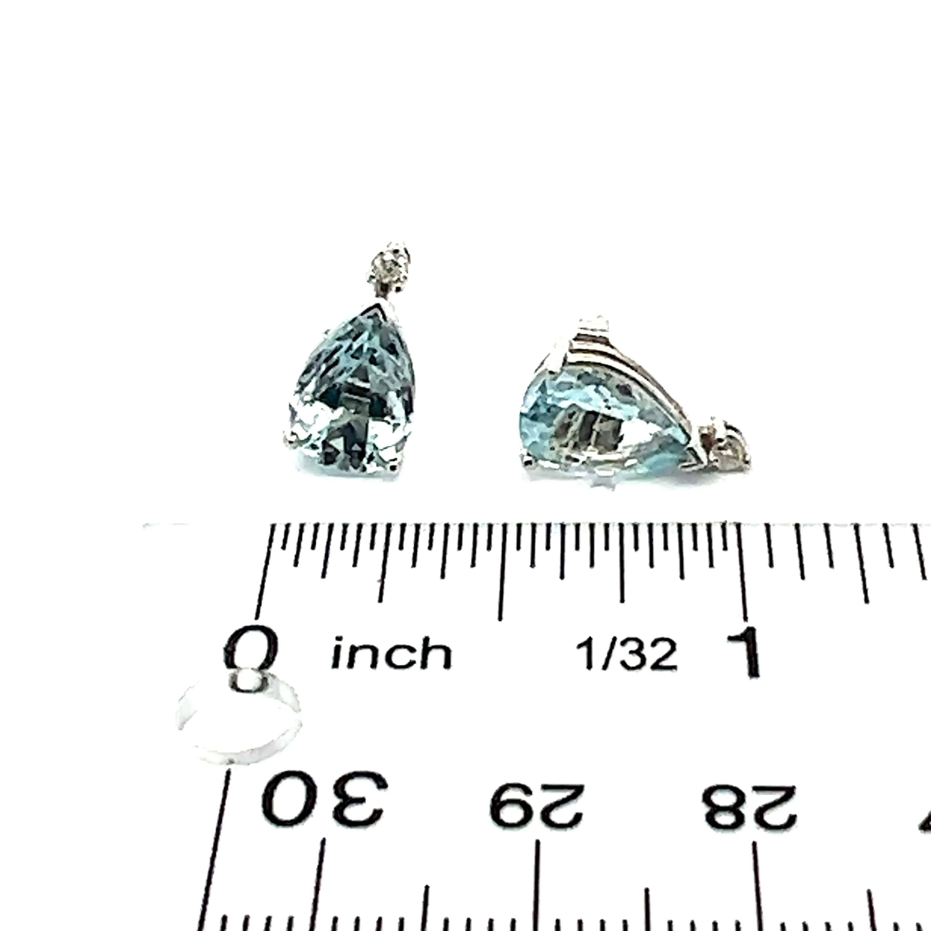 Natural Aquamarine Diamond Earrings 14k W Gold 3.35 TCW Certified  For Sale 2