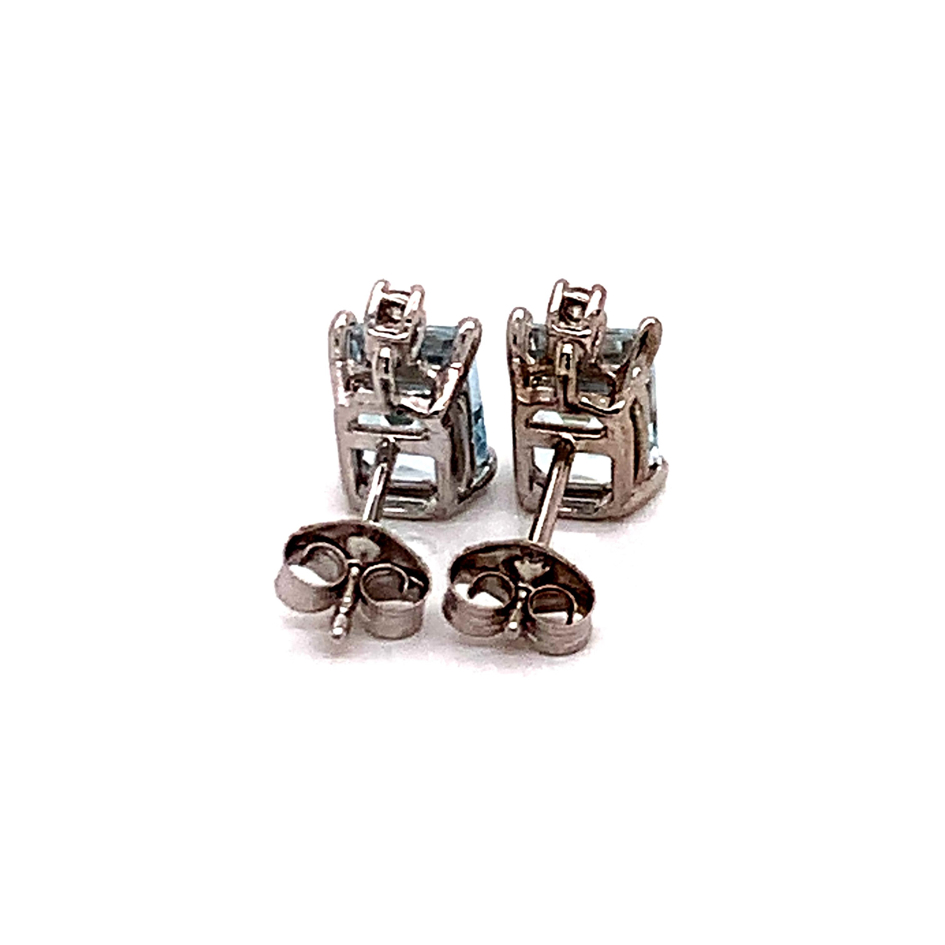 Women's Natural Aquamarine Diamond Earrings 14k White Gold 1.84 TCW Certified For Sale