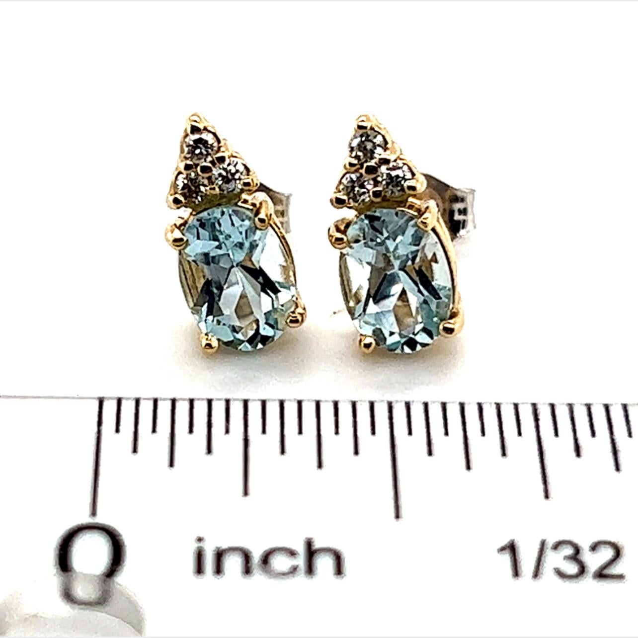 Natural Aquamarine Diamond Earrings 14k Y Gold 1.85 TCW Certified For Sale 7