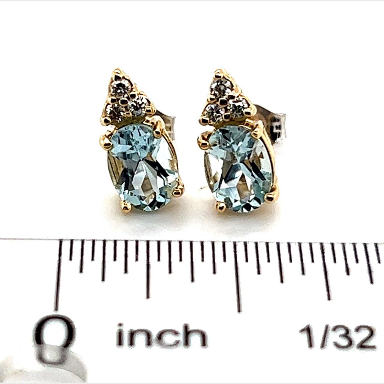 Orecchini di diamanti con acquamarina naturale in oro 14k Y 1,85 TCW certificati in vendita 7