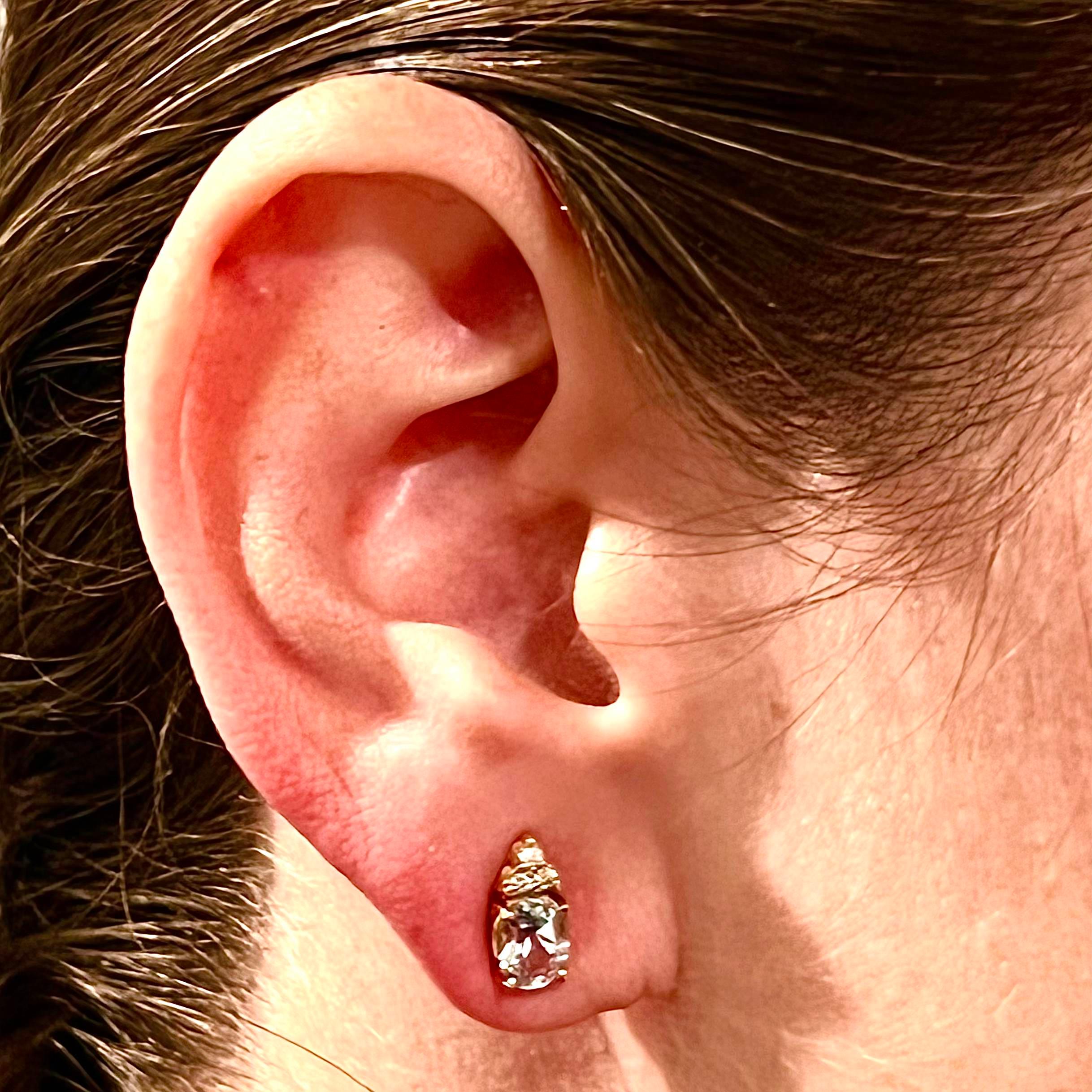 Orecchini di diamanti con acquamarina naturale in oro 14k Y 1,85 TCW certificati in vendita 3