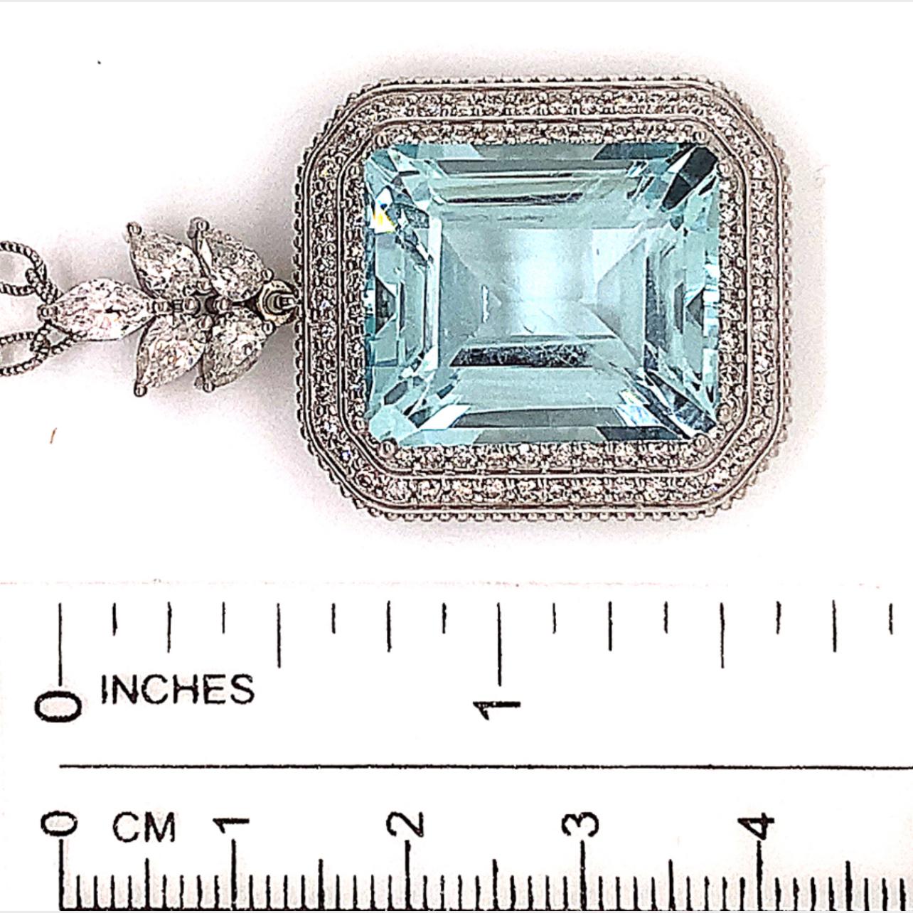 Natural Aquamarine Diamond Gold Necklace 27 TCW GIA Certified $16, 475 121172 In New Condition For Sale In Brooklyn, NY