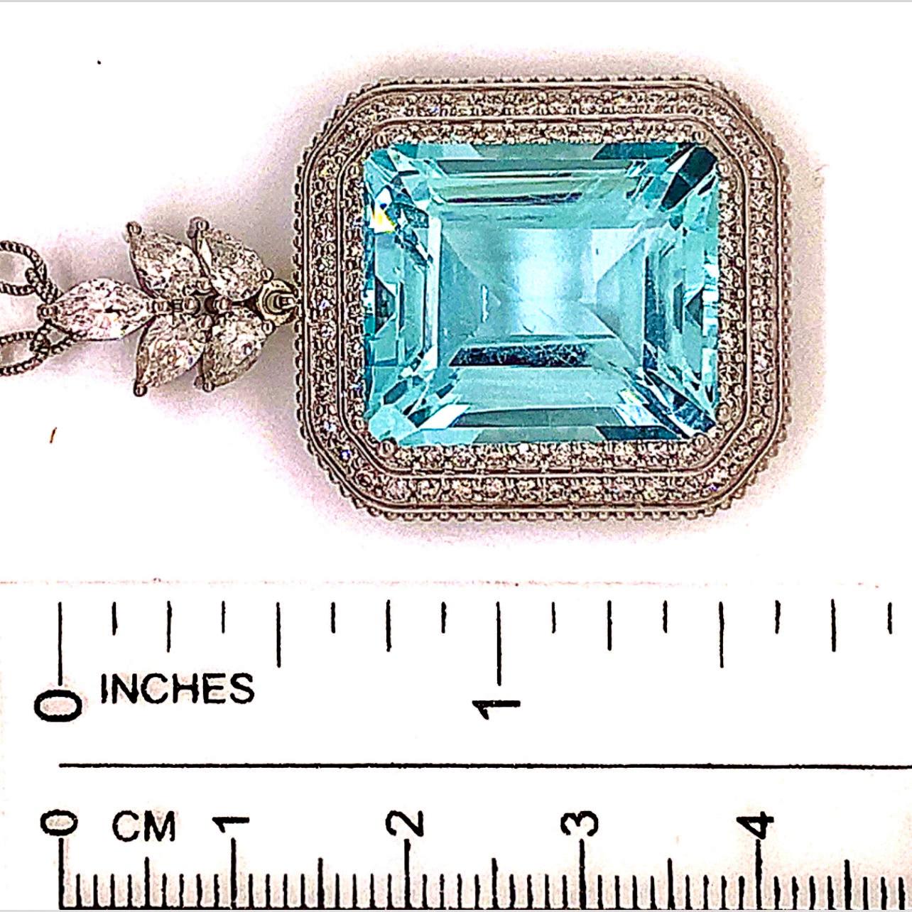 Natural Aquamarine Diamond Gold Necklace 27 TCW GIA Certified For Sale 7