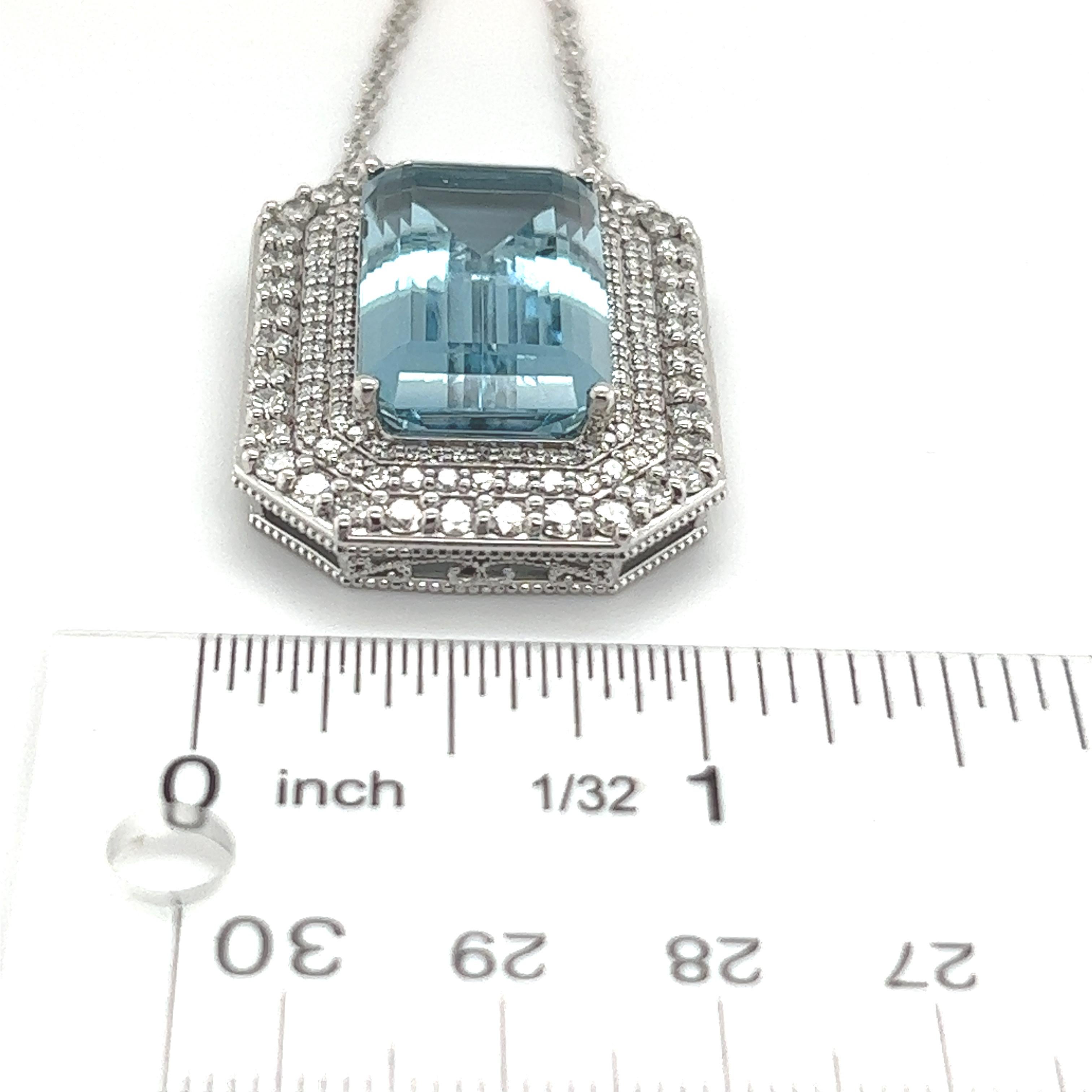 Natural Aquamarine Diamond Necklace 18k Gold 22.74 TCW Certified For Sale 1