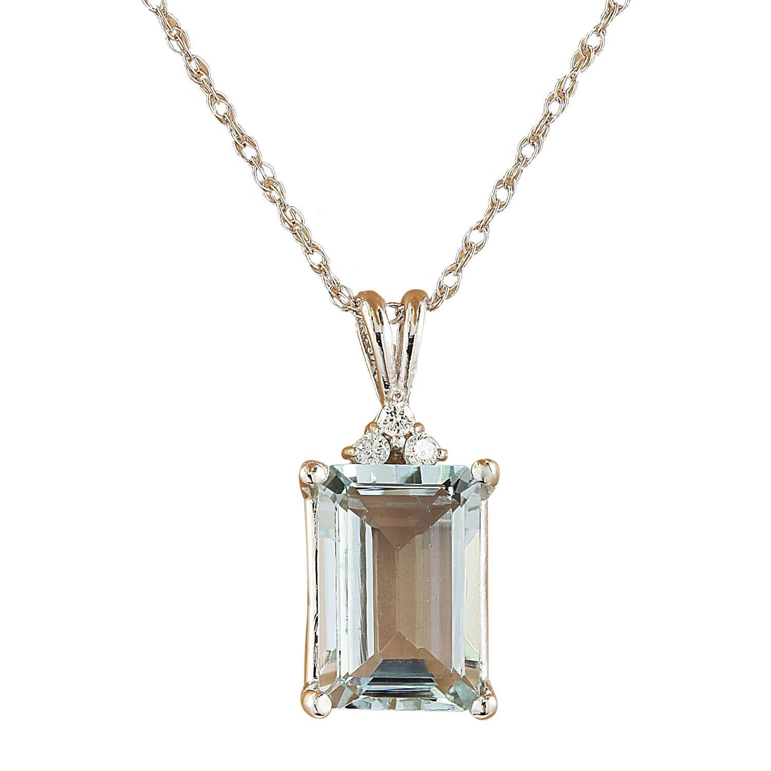 Natürliche Aquamarin-Diamant-Halskette aus 14 Karat massivem Weißgold  im Angebot
