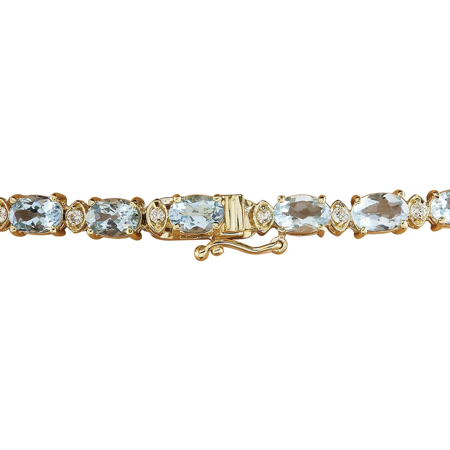 Natural Aquamarine Diamond Necklace in 14 Karat Solid Yellow Gold  In New Condition For Sale In Los Angeles, CA