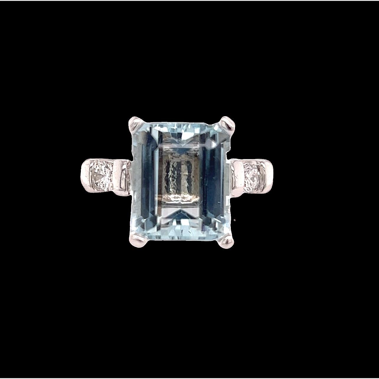 Natural Aquamarine Diamond Ring 6.25 14k Gold 4.8 TCW Certified In New Condition In Brooklyn, NY