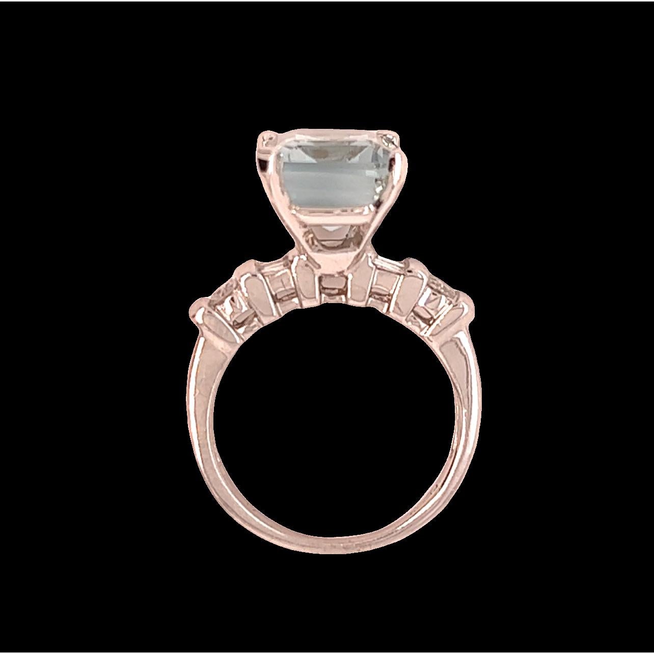 Natural Aquamarine Diamond Ring 6.25 14k Gold 4.8 TCW Certified 2