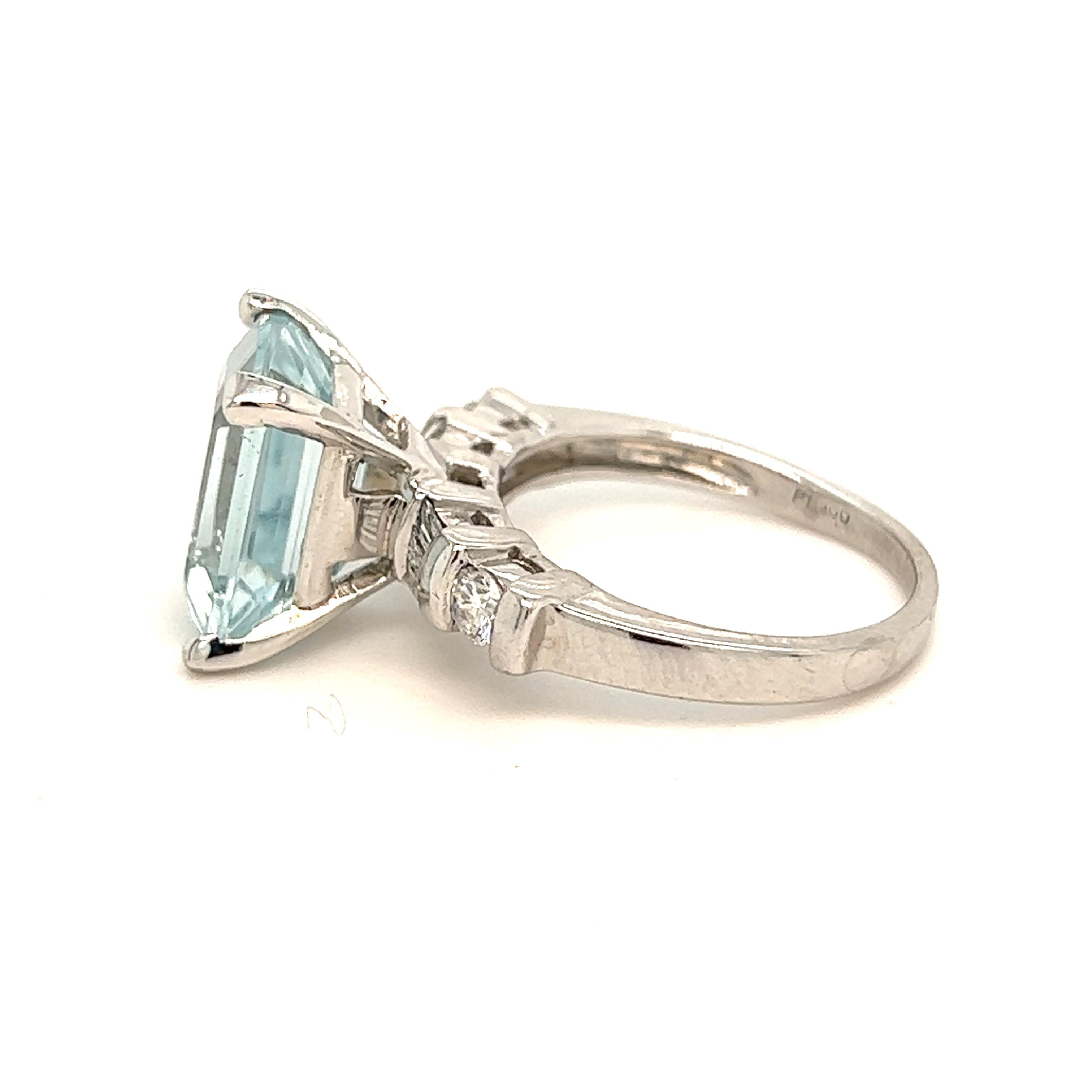 Natural Aquamarine Diamond Ring 6.25 14k Gold 4.8 TCW Certified 3