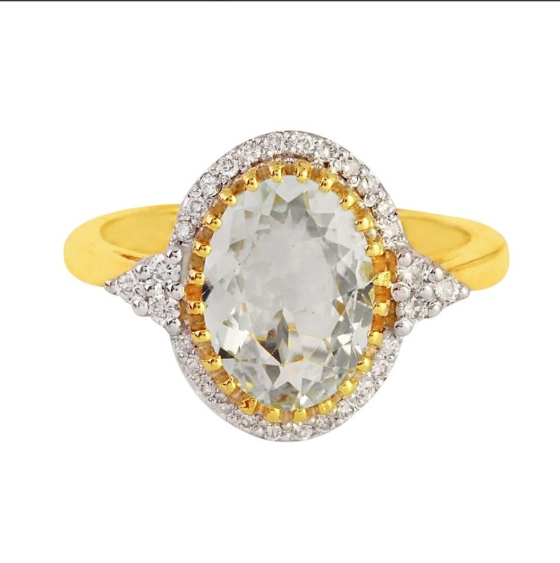 Basic and versatile ring made with aquamarine gemstone 14k Yellow gold. The natural diamond makes it more attractive to the eyes of the beholder! 

Specification:
Dimensions: Ring size: 7.50 US, 15*16 mm
Gross Weight: 4.440 gms
Gold Weight: 3.992