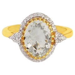 Natural Aquamarine & Diamond Ring 14K gold