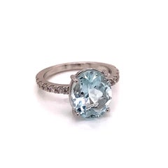 Natürlicher Aquamarin-Diamantring 14k Weißgold 5,09 TCW zertifiziert