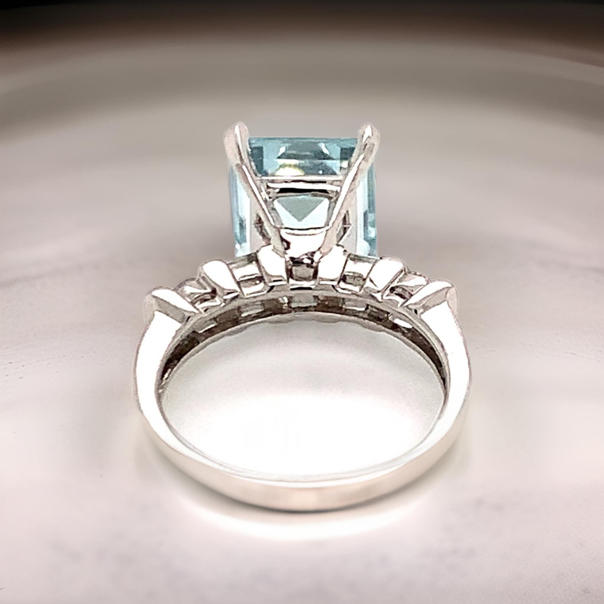 Anello con diamante di acquamarina naturale 6,25 platino 5,3 TCW certificato in vendita 7