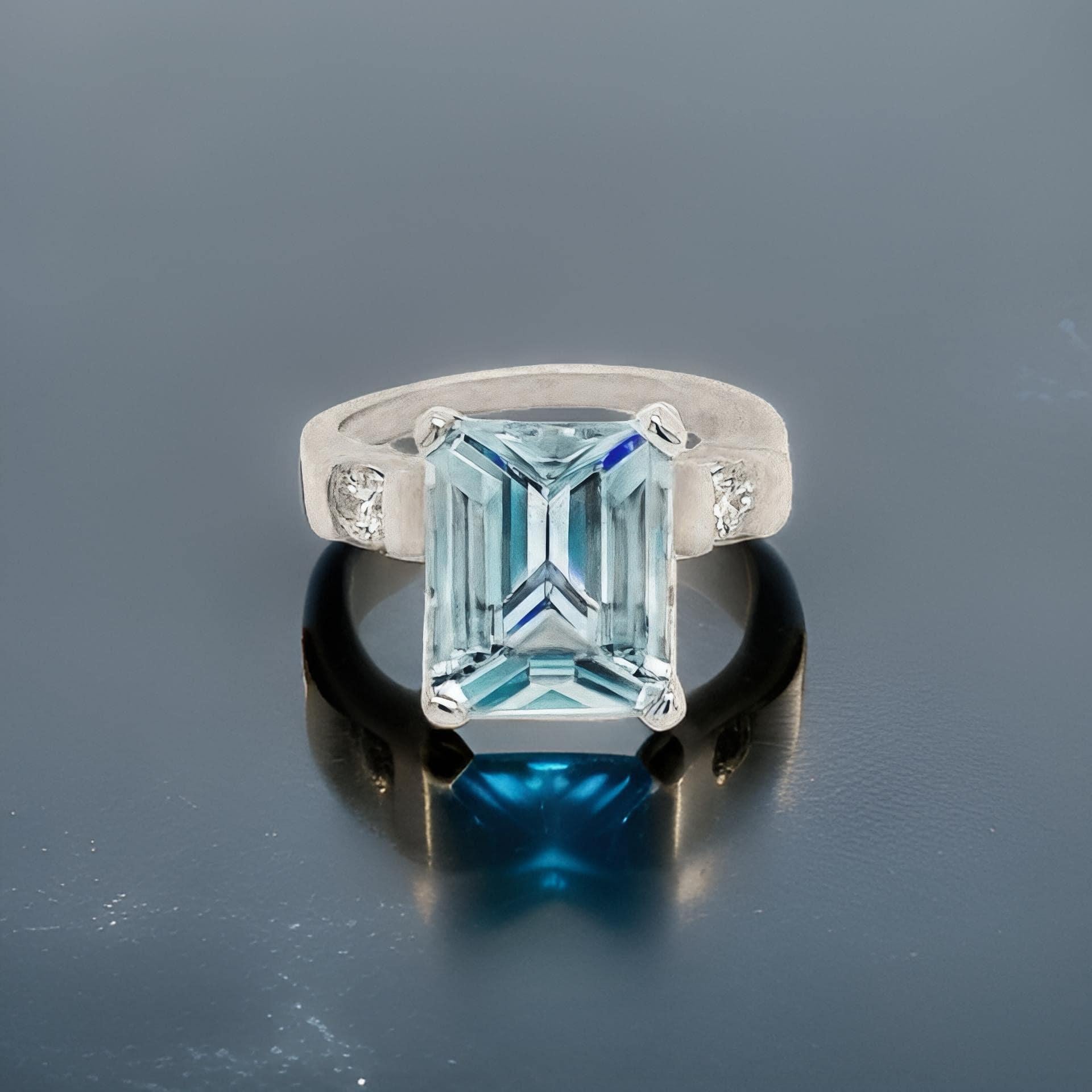 Anello con diamante di acquamarina naturale 6,25 platino 5,3 TCW certificato in vendita 8