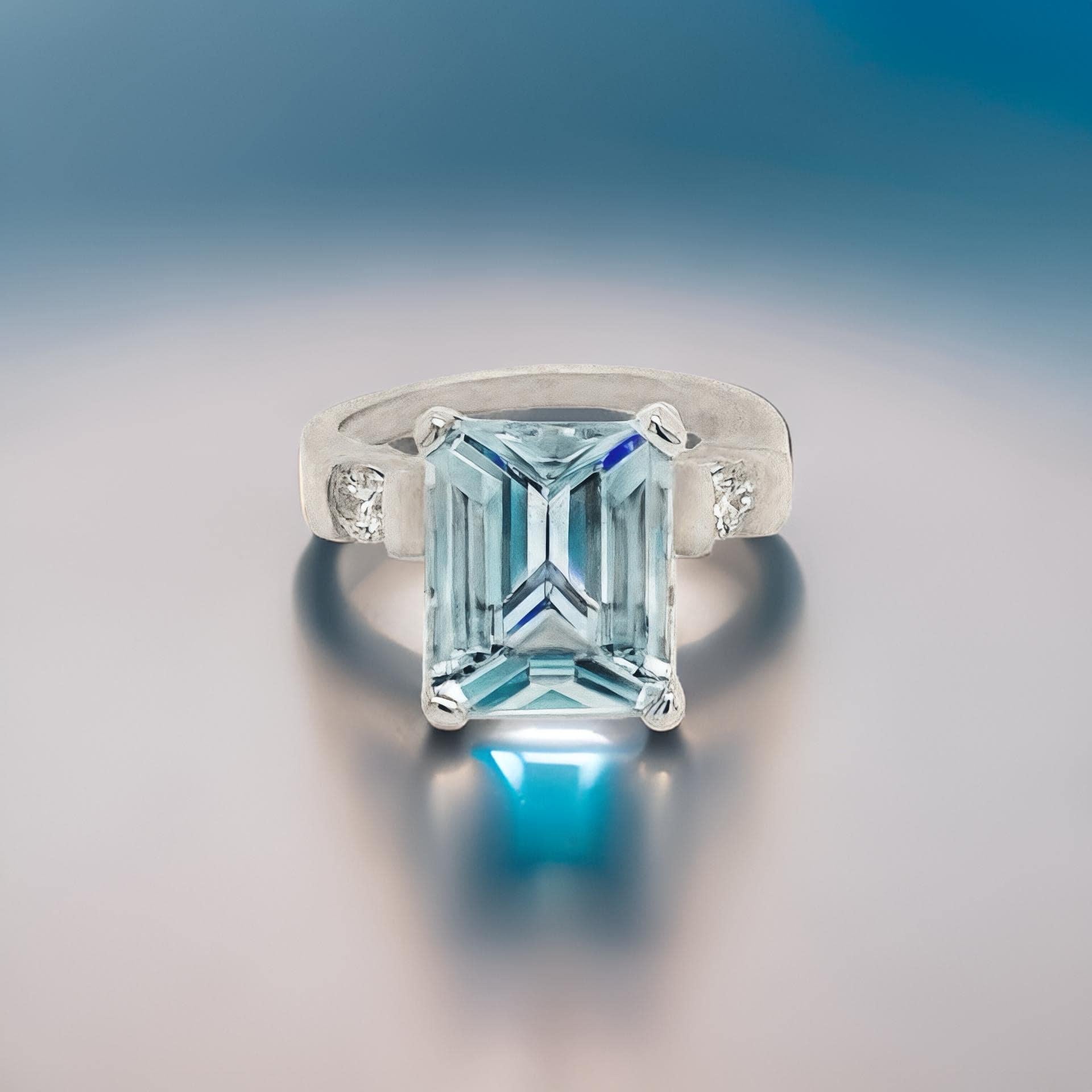 Anello con acquamarina e diamanti di qualità, finemente sfaccettato, misura 6,25 e ridimensionabile, incastonato in un'elegante cornice.  Platino 5.3 TCW Certificato $4,950 018638

Questo è un gioiello unico, personalizzato e affascinante!

Questo