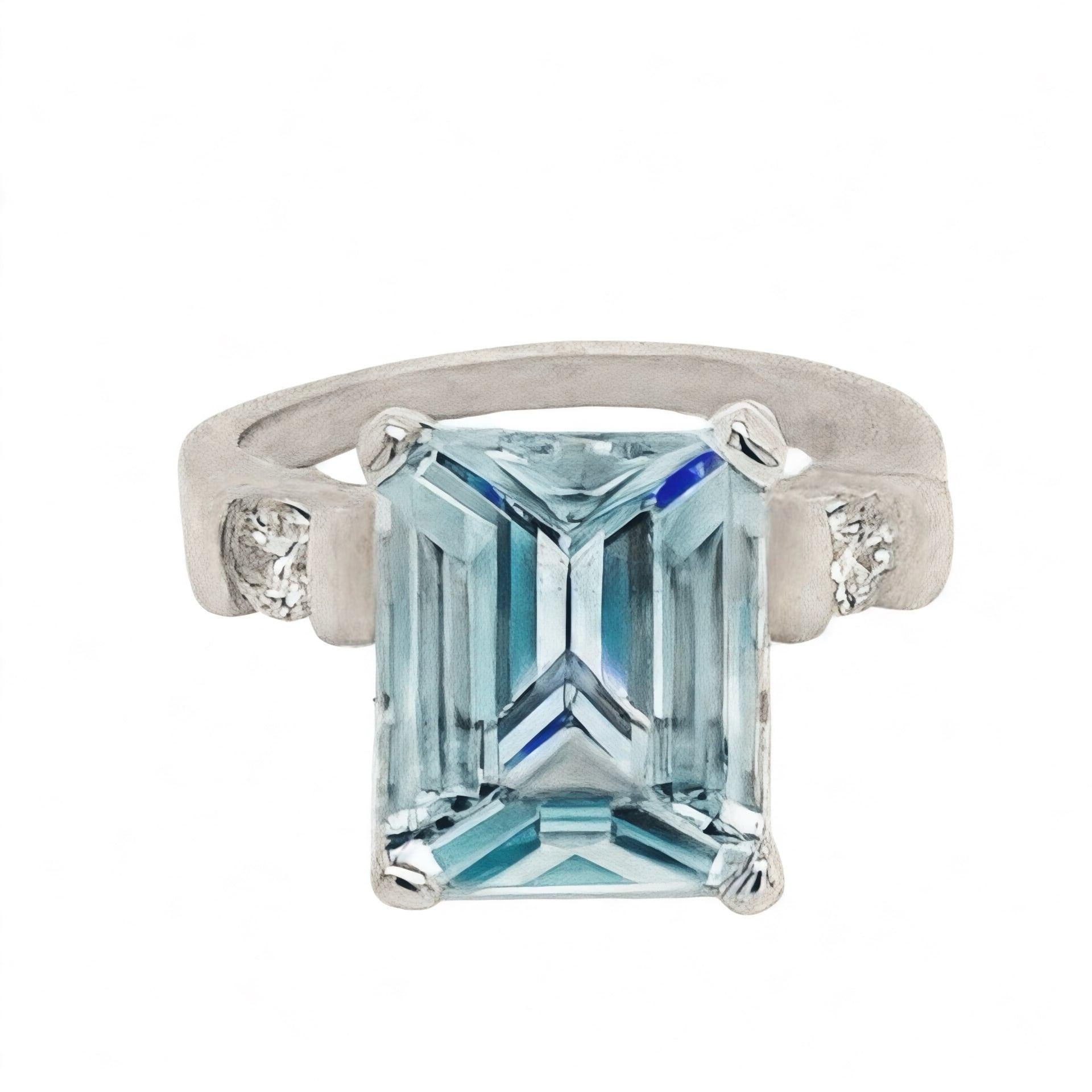 Anello con diamante di acquamarina naturale 6,25 platino 5,3 TCW certificato In condizioni Nuovo in vendita a Brooklyn, NY