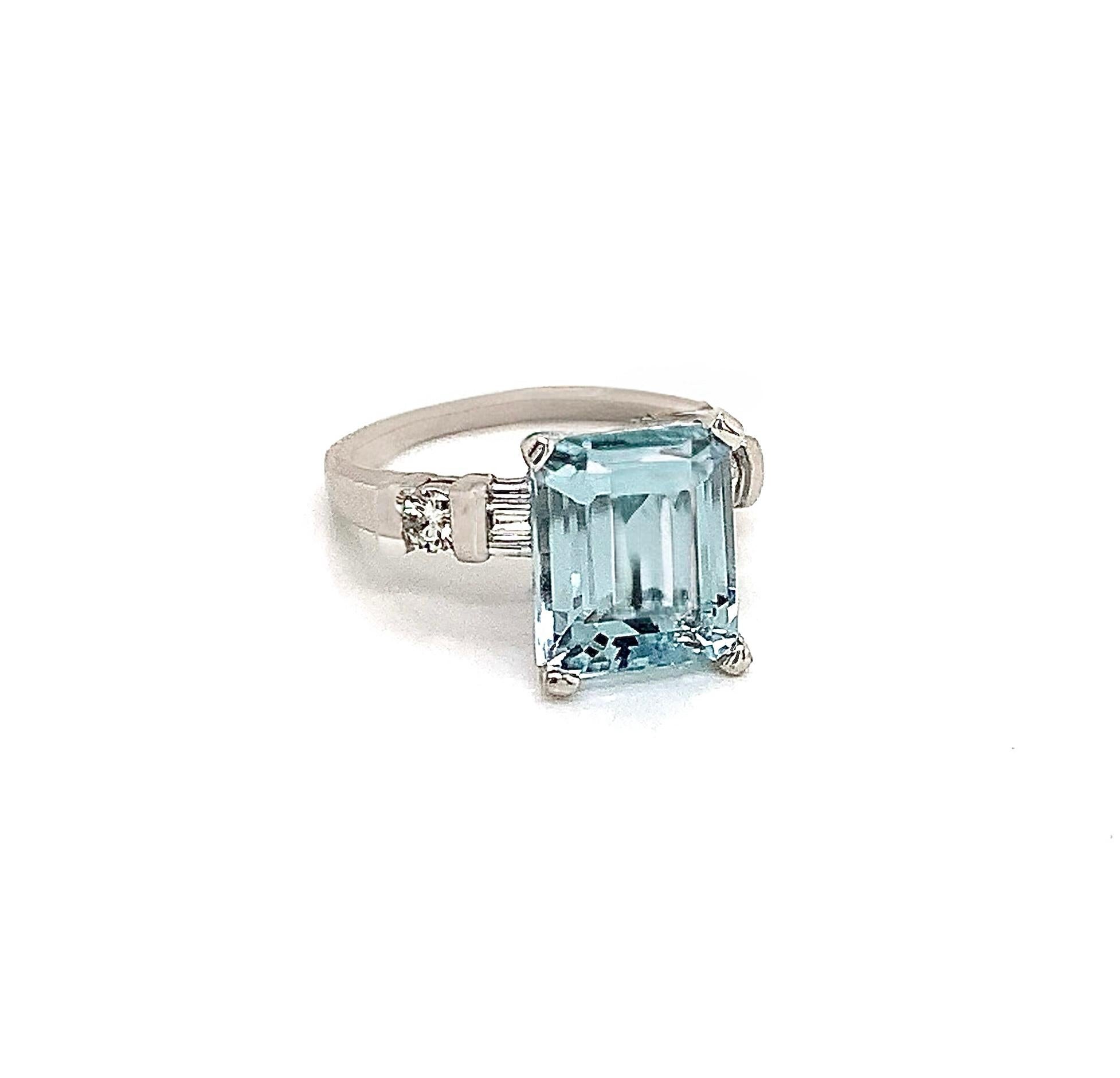 Anello con diamante di acquamarina naturale 6,25 platino 5,3 TCW certificato in vendita 1