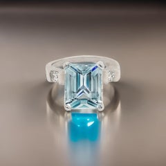 Bague aigue-marine naturelle certifiée TCW 6,25 platine 5,3 TCW