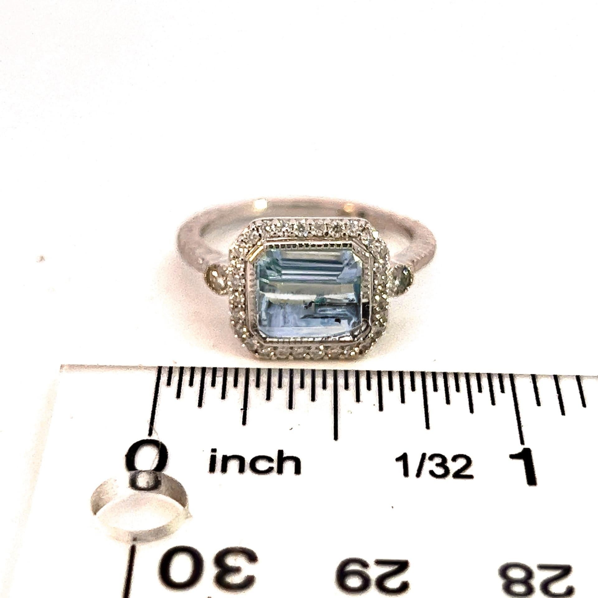 Natürlicher Aquamarin-Diamantring 6,5 14k Weißgold 3,05 TCW zertifiziert im Angebot 7