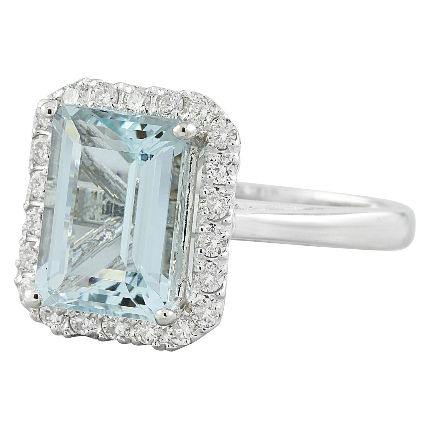 Introducing our exquisite 3.30 Carat Natural Aquamarine Ring, meticulously crafted in elegant 14K Solid White Gold. Authenticated with a stamped mark of 14K, this stunning ring weighs a total of 3.2 grams, ensuring both grace and durability. At its