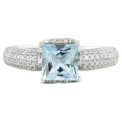 Natural Aquamarine Diamond Ring: Exquisite Beauty in 14K Solid White Gold