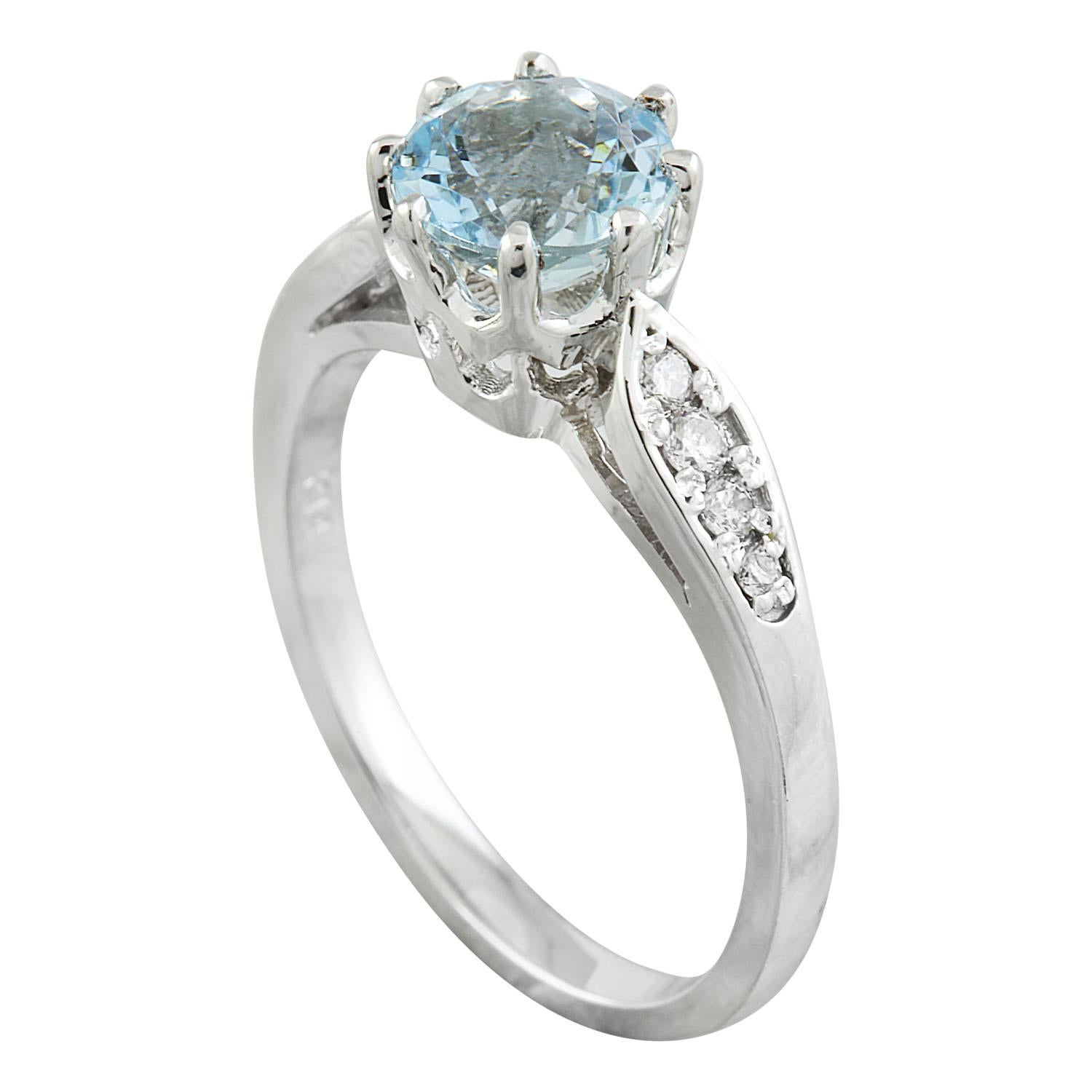 Natural Aquamarine Diamond Ring in 14 Karat Solid White Gold  In New Condition For Sale In Manhattan Beach, CA
