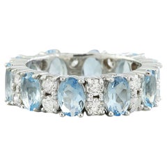 Natural Aquamarine Diamond Ring In 14 Karat White Gold 