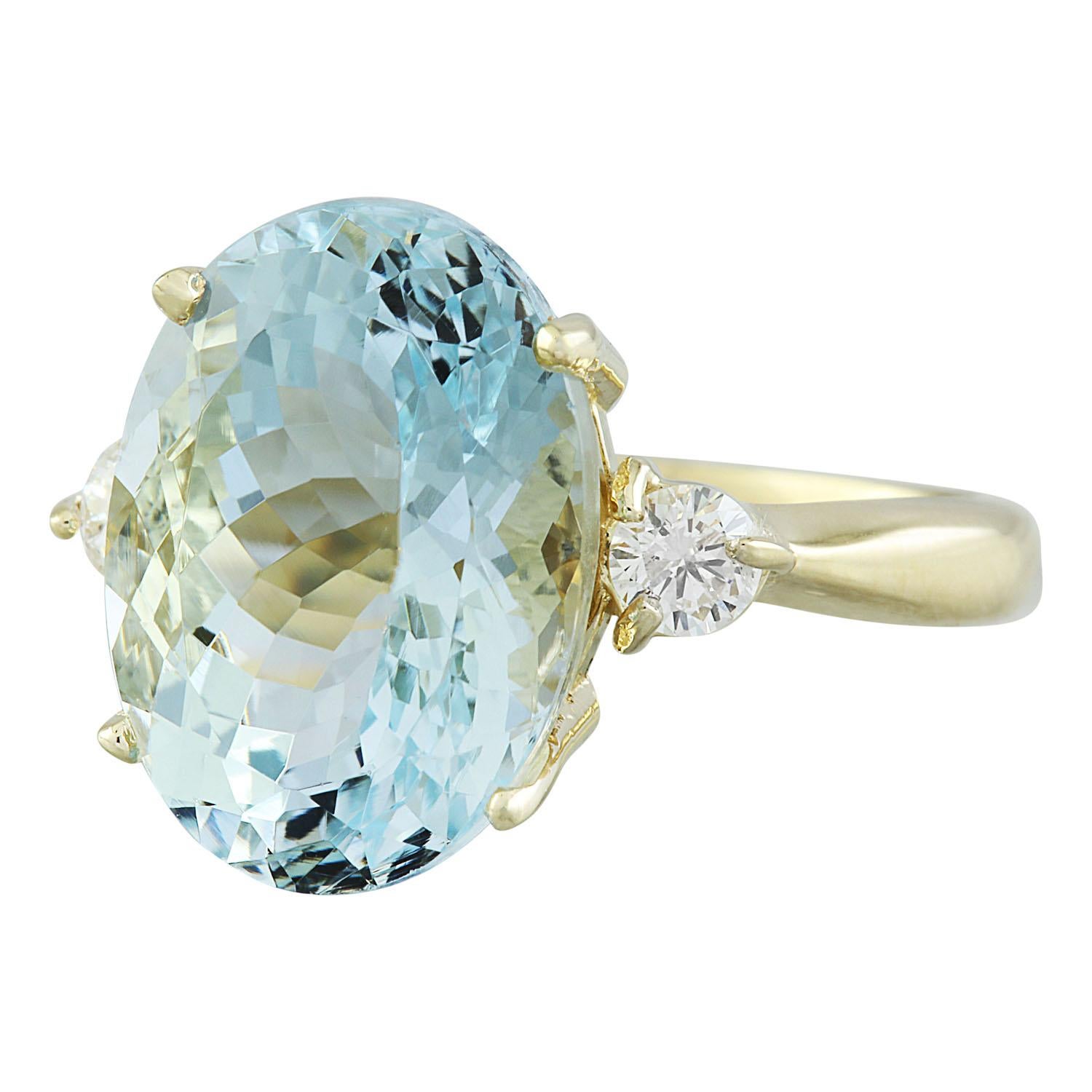 6.63 Carat Natural Aquamarine 14 Karat Solid Yellow Gold Diamond Ring
Stamped: 14K 
Total Ring Weight: 3.5 Grams 
Aquamarine Weight 6.43 Carat (14.00x10.00 Millimeters)
Diamond Weight: 0.20 carat (F-G Color, VS2-SI1 Clarity )
Quantity: 2
Face