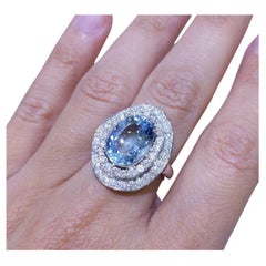 Anillo de oro de 18 quilates con aguamarina de 5,00 ct y diamantes de 1,65 ct, India, nuevo