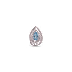 Natural Aquamarine & Diamond  Ring in 18k White Gold