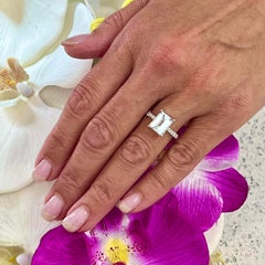 Natürlicher Aquamarin-Diamantring 14k W Gold 3,18 TCW zertifiziert