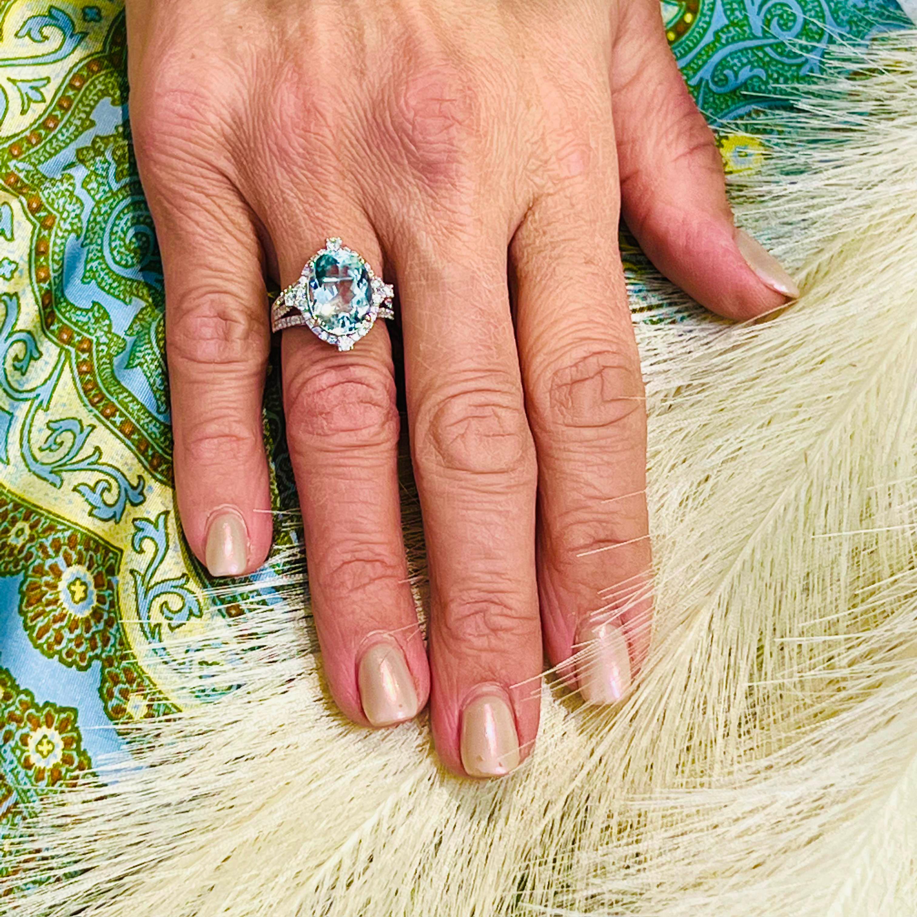 Natural Aquamarine Diamond Ring Size 6.5 14k W Gold 6.58 TCW Certified $5,975 217093

This is a Unique Custom Made Glamorous Piece of Jewelry!

Nothing says, “I Love you” more than Diamonds and Pearls!

This Aquamarine ring has been Certified,