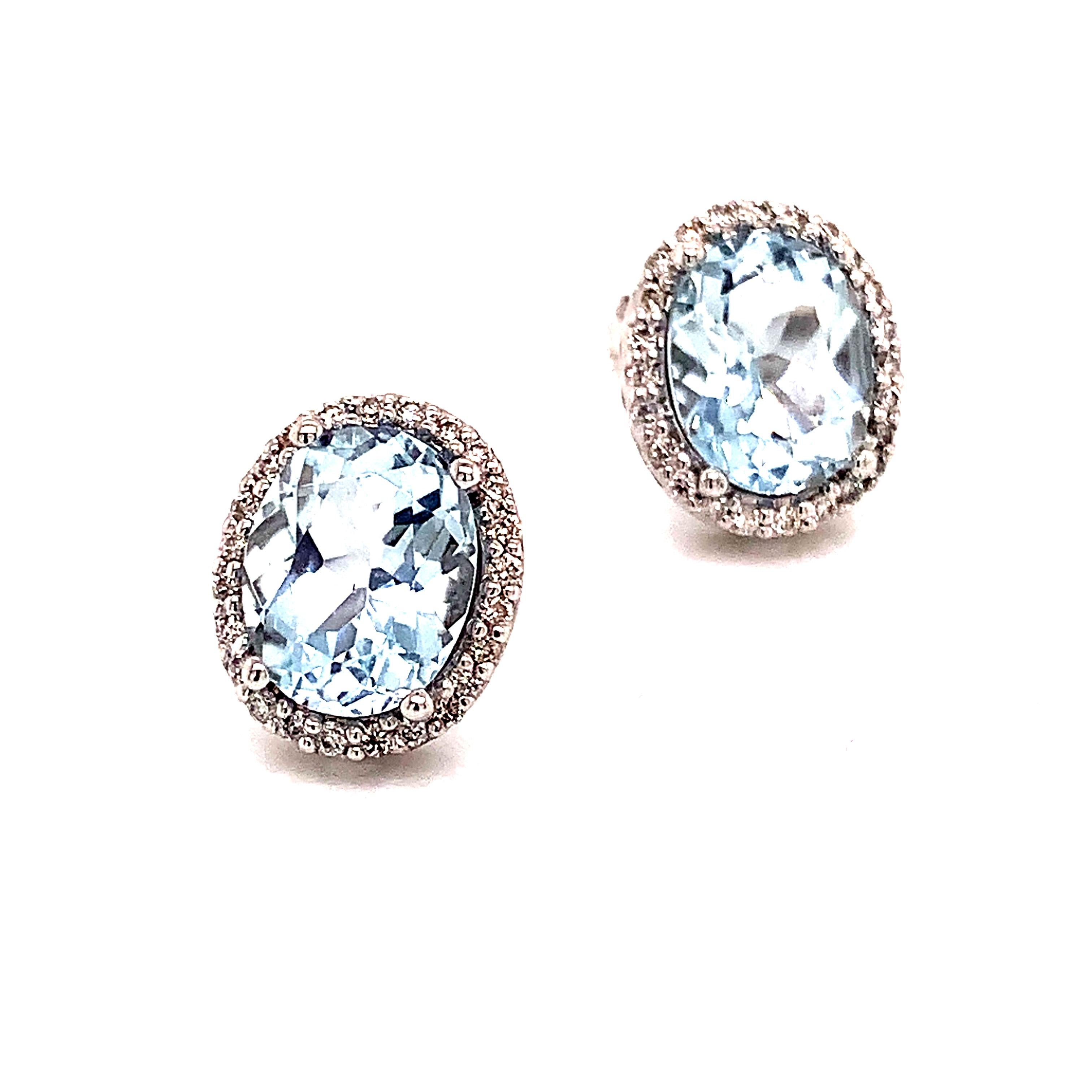 Orecchini con diamanti di acquamarina naturale 14k WG 5,46 TCW certificati in vendita 5