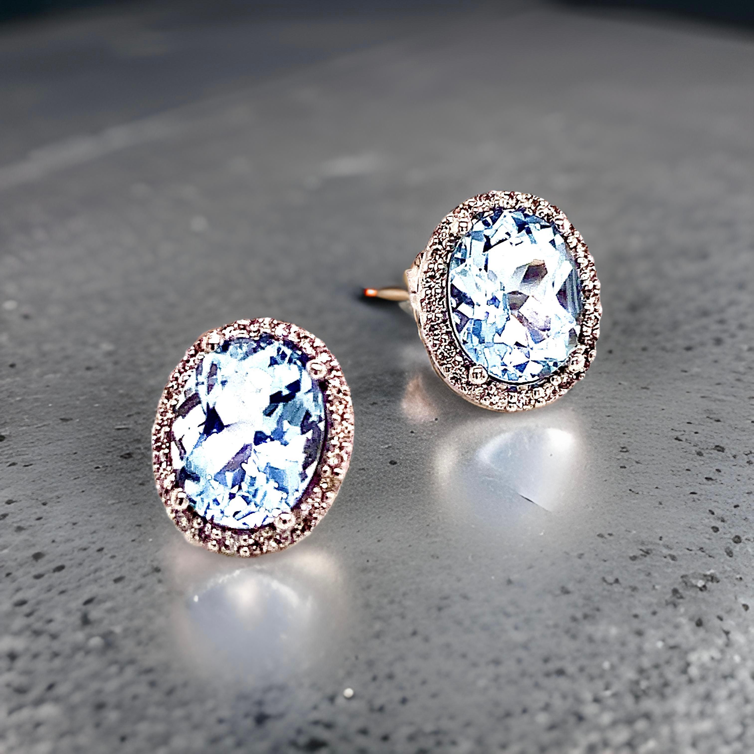 Orecchini con diamanti di acquamarina naturale 14k WG 5,46 TCW certificati in vendita 7