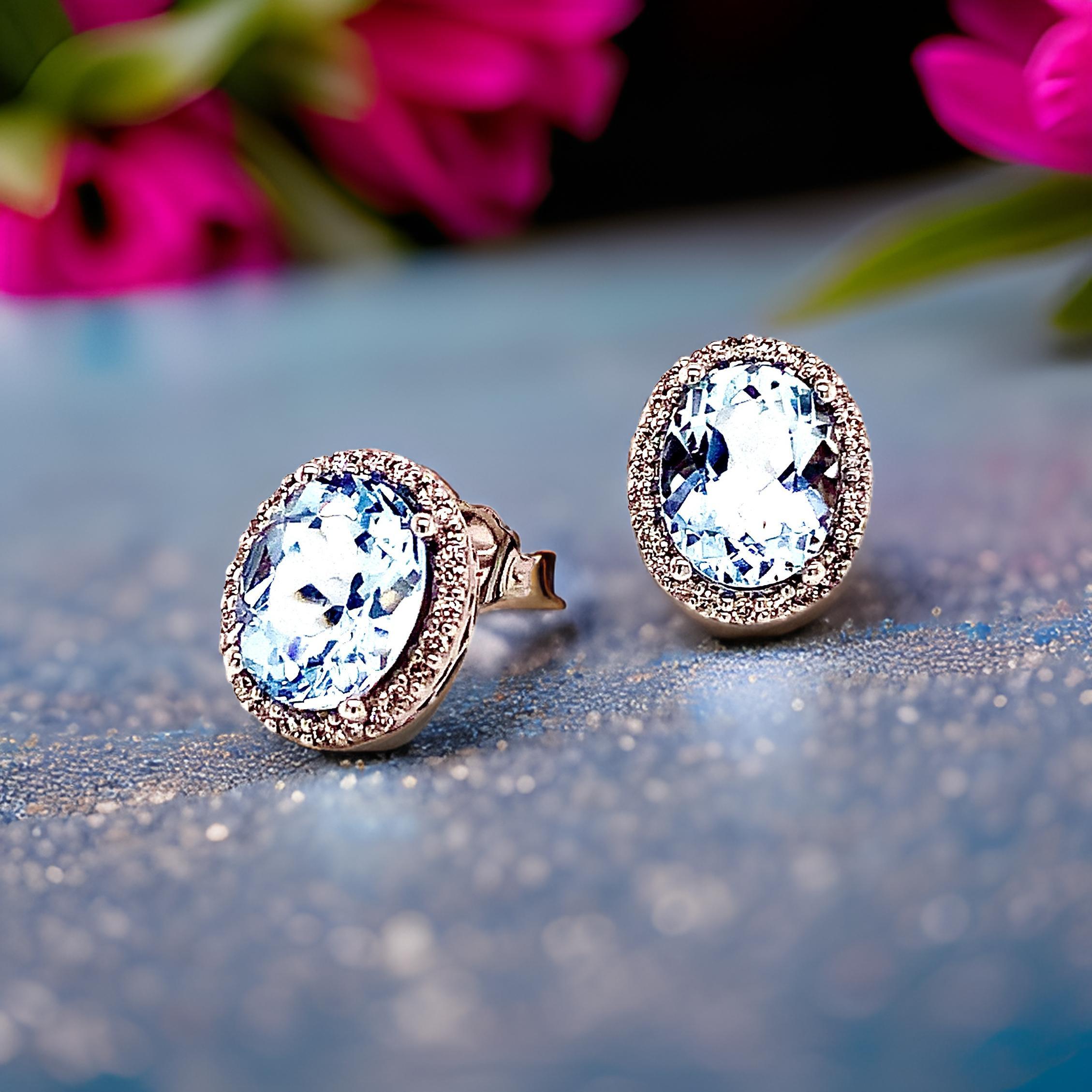 Donna Orecchini con diamanti di acquamarina naturale 14k WG 5,46 TCW certificati in vendita