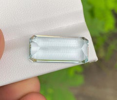 Natural Aquamarine Gemstone: 13.63 Carat Emerald Cut, Pakistan Origin