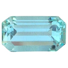 Aigue-marine naturelle : 14,54 carats, taille émeraude, pierre de naissance du mois de mars