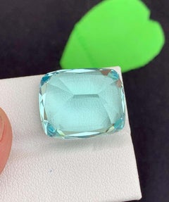 Natural Aquamarine Gemstone: 26.45 Carat Cushion Cut, March Birthstone