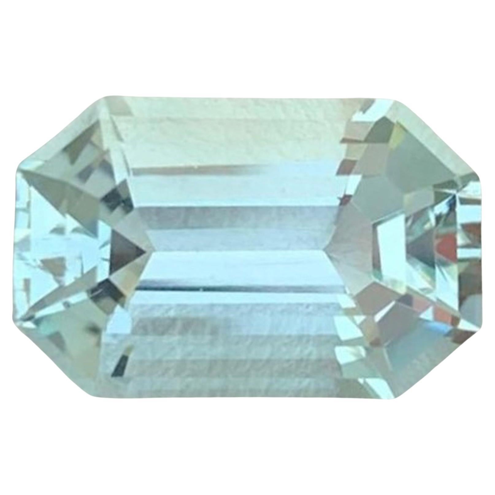 Natural Aquamarine Gemstone: 4.96 Carat Emerald Cut, March Birthstone